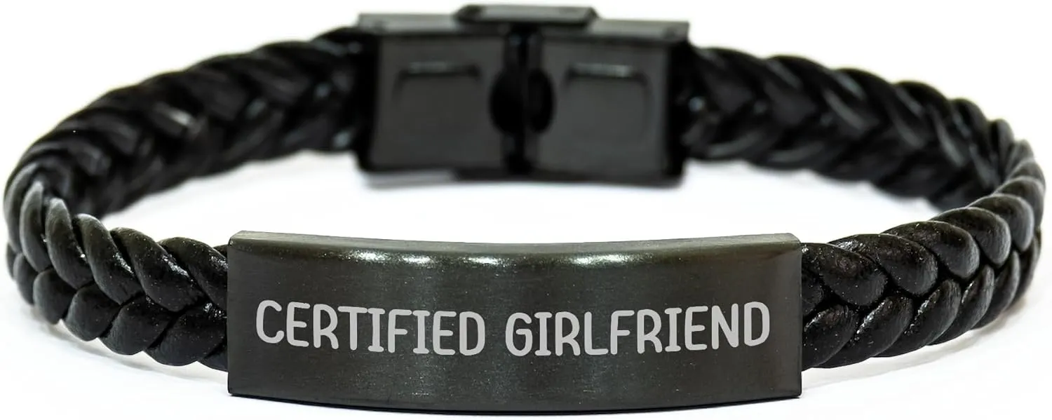 Certified Sweetheart Gifts for Her Interlaced Leather Engraved Stainless Steel PU Leather Wrap Christmas Memorable Presents Unique Wristlet Accessories From Sweetheart to Sweetheart