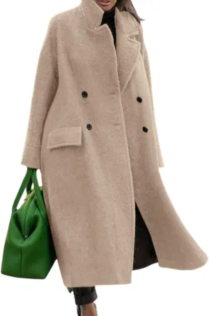 CHARTOU Women Oversized Long Winter Coats Warm Wool Blend Pea Trench Coat Overcoat