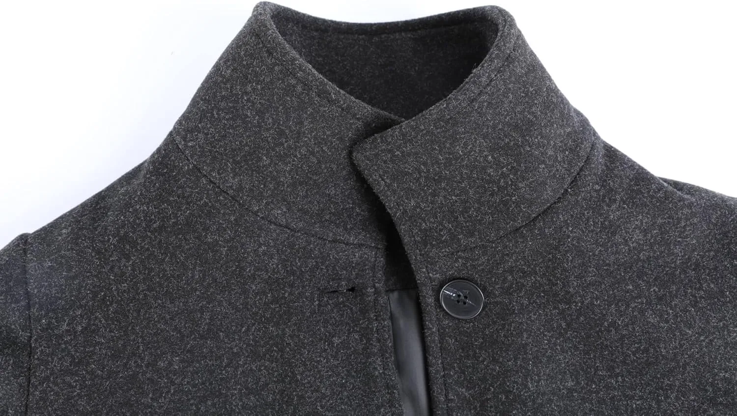 CHARTOU Women's Casual Thicken Wool Blend Stand Collar Single Breasted Pea Coat
