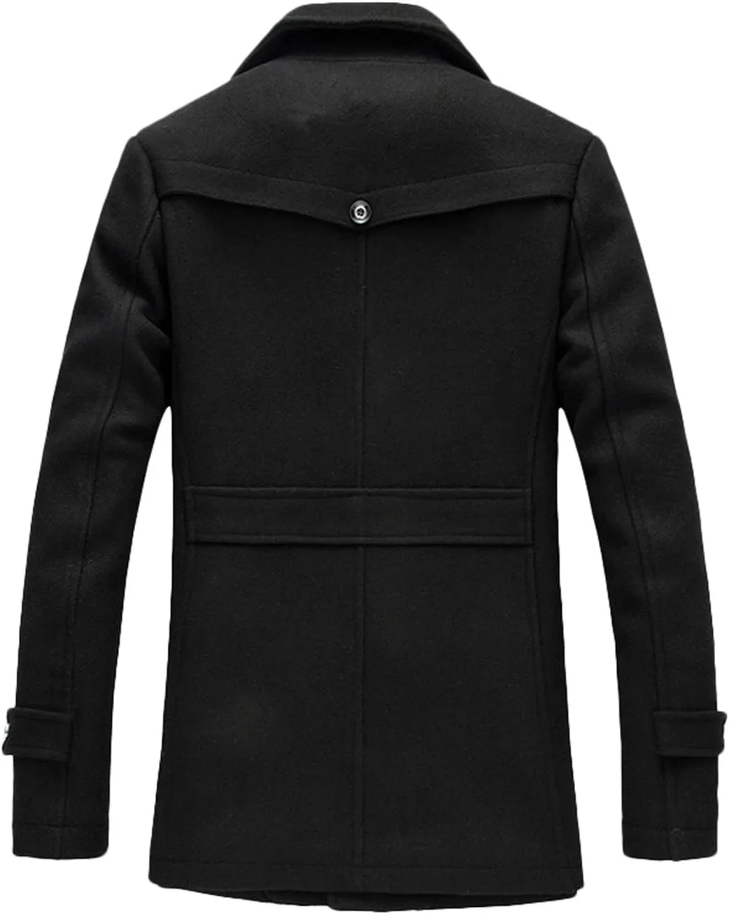 chouyatou Men's Gentle Layered Collar Single Breasted Quilted Lined Wool Blend Pea Coats
