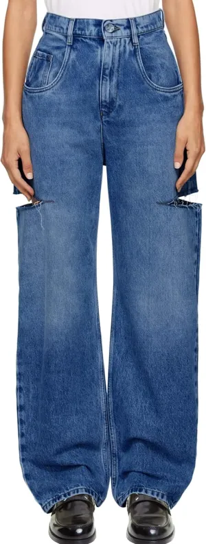Cicy Bell Womens High Waisted Baggy Jeans Side Cut Out Wide Leg Stretchy Trendy Denim Pants with Pockets