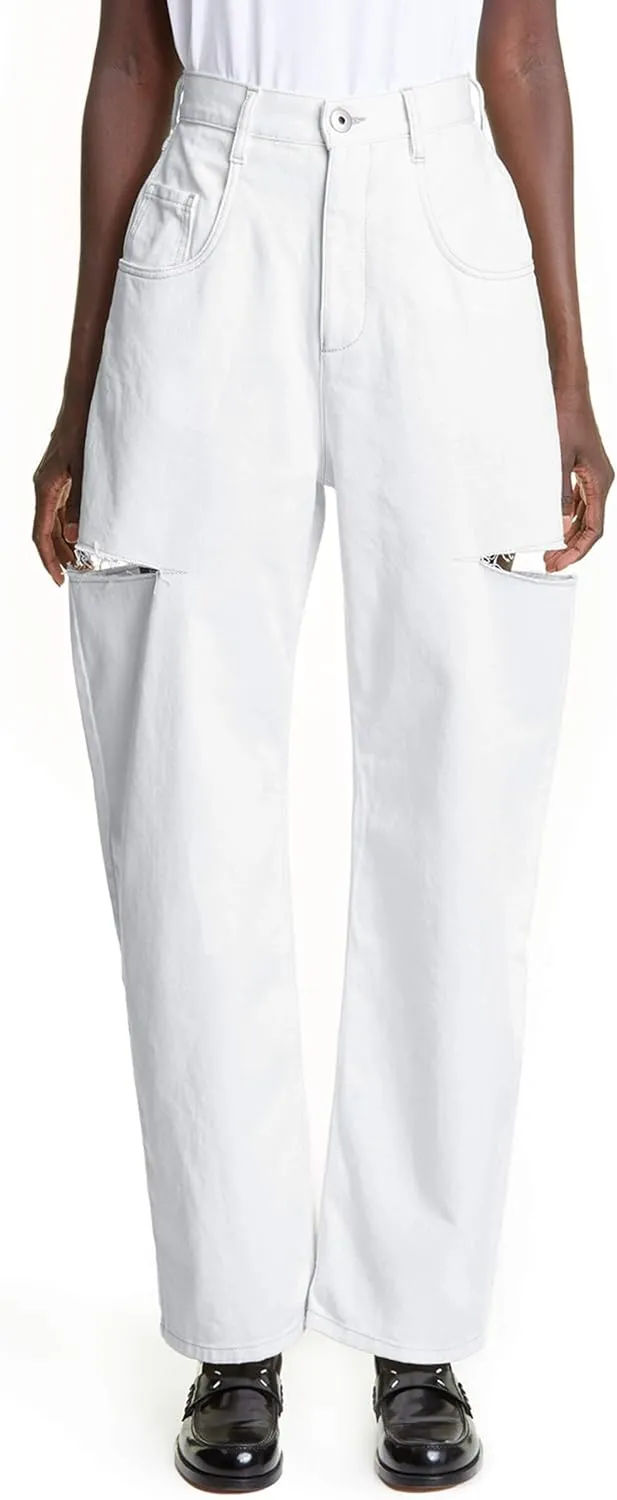 Cicy Bell Womens High Waisted Baggy Jeans Side Cut Out Wide Leg Stretchy Trendy Denim Pants with Pockets