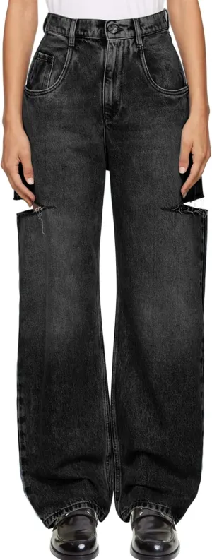 Cicy Bell Womens High Waisted Baggy Jeans Side Cut Out Wide Leg Stretchy Trendy Denim Pants with Pockets