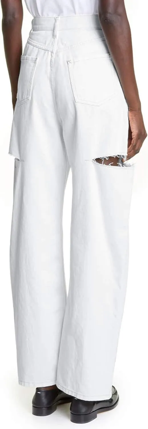 Cicy Bell Womens High Waisted Baggy Jeans Side Cut Out Wide Leg Stretchy Trendy Denim Pants with Pockets