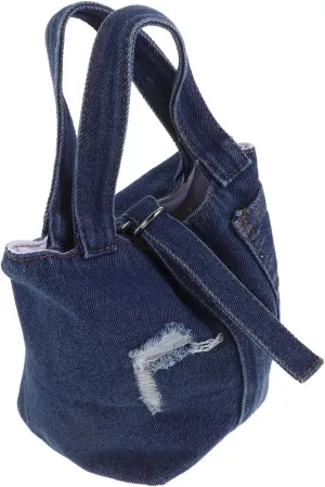 Color Block Denim Tote Bag for Women Stylish Handheld Shoulder Purse Spacious Design for Daily Commutes Travel Work Durable Denim Material Versatile Accessory