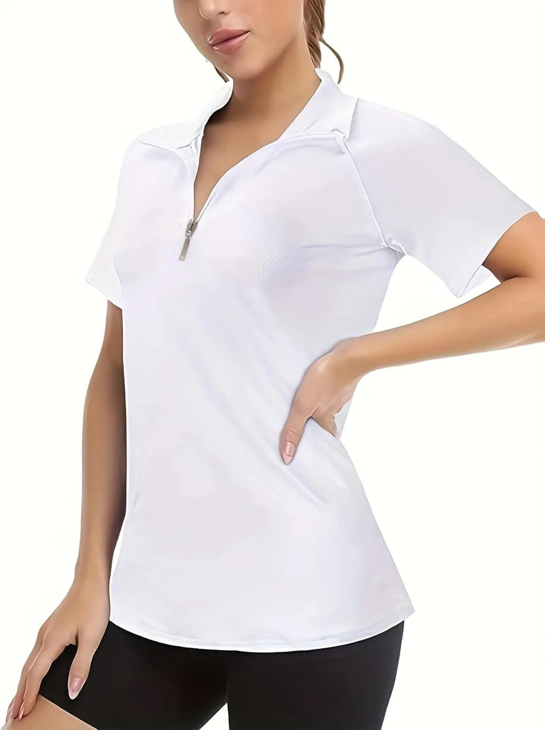 CONTEANER Women's 2 Pack Sleeveless Golf Tennis Polo Shirts Lightweight Quick Dry T-Shirts Zip Up Workout Tank Tops