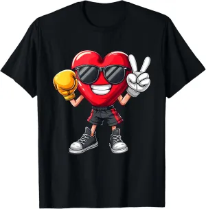Cool Boxer Heart Boxing Men Boys Kids Peace Sunglasses T-Shirt