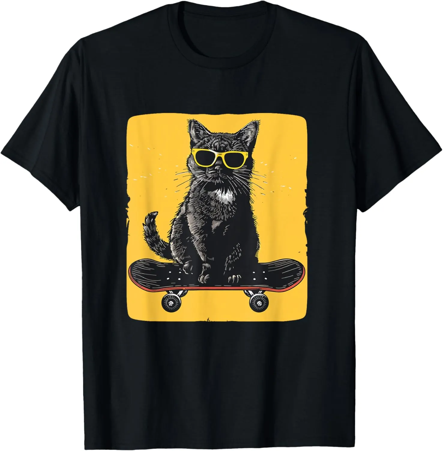 Cool Sunglasses Cat on a Skateboard for a Trendy Ride T-Shirt