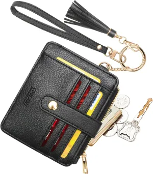 COOLANS Silicone Bracelet Wristlet Wallet Credit Card Holder RFID,ID Window,Key Ring Tassel,Slim Wallet Women Keychain Purse