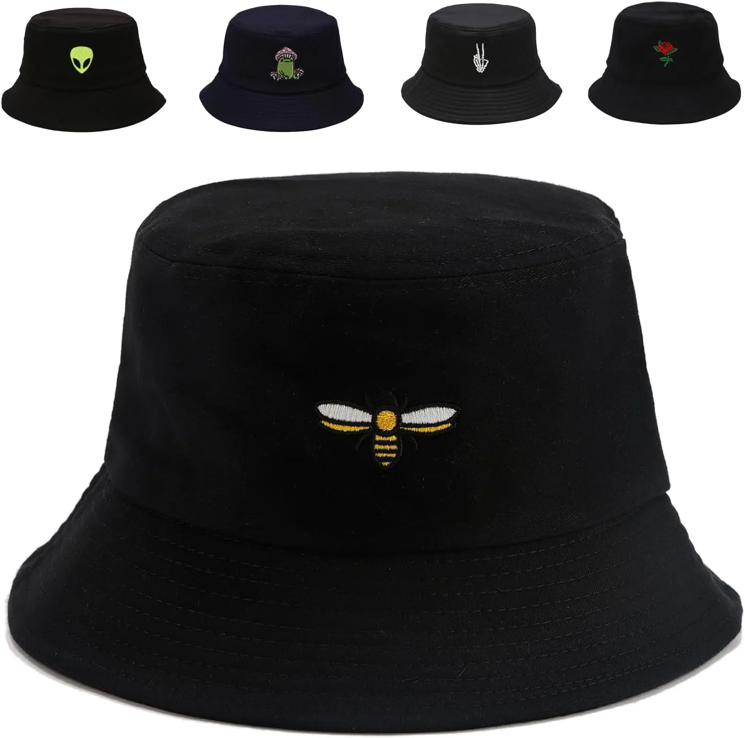 Cotton Bucket Hat for Women Men Summer Travel Sun Beach Bucket Cap, Unisex Outdoor Fisherman Hat