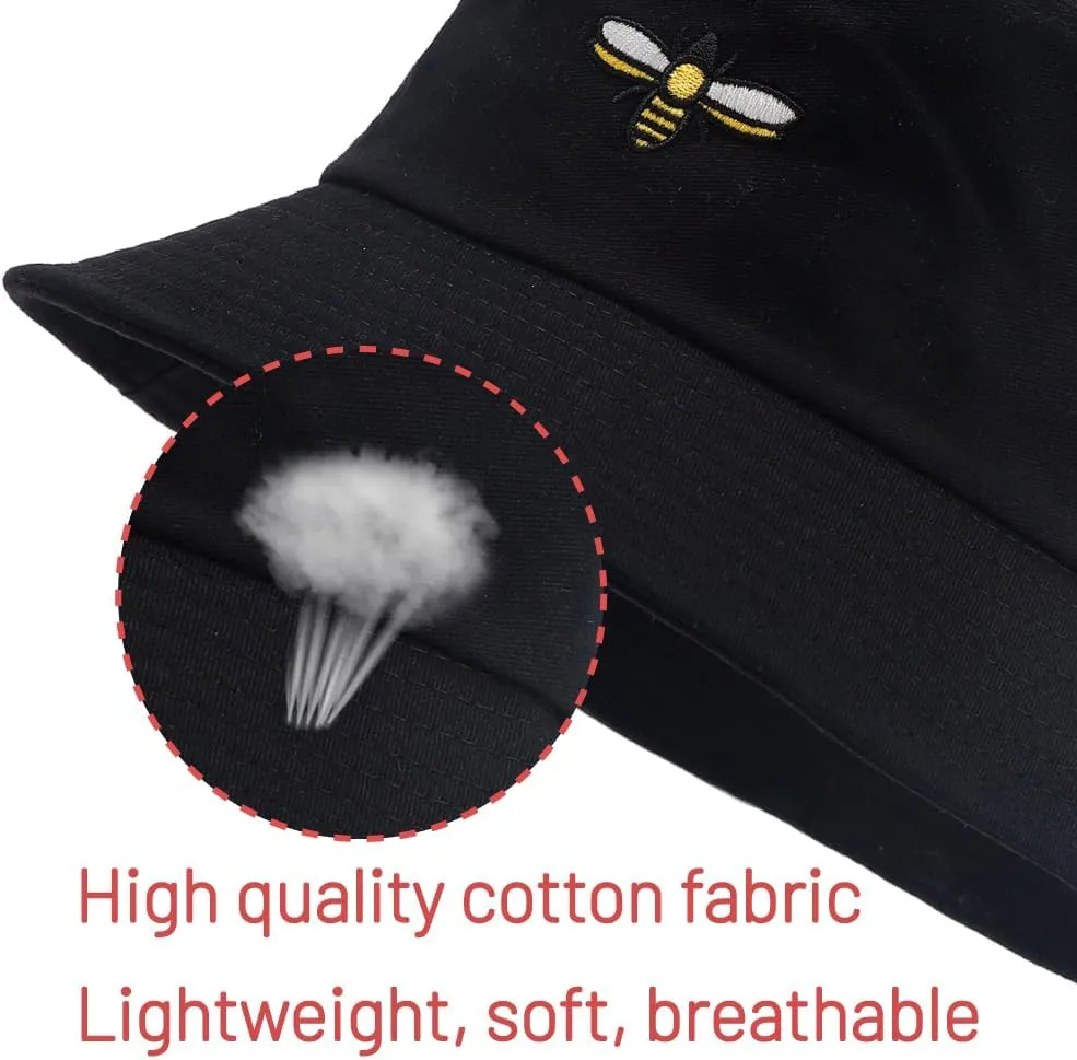 Cotton Bucket Hat for Women Men Summer Travel Sun Beach Bucket Cap, Unisex Outdoor Fisherman Hat