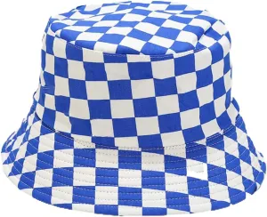 Cotton Checkered Bucket Hat Summer Fashion Fisherman Beach Sun Hats for Women and Men