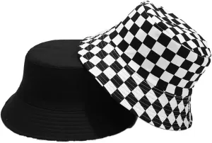 Cotton Checkered Bucket Hat Summer Fashion Fisherman Beach Sun Hats for Women and Men