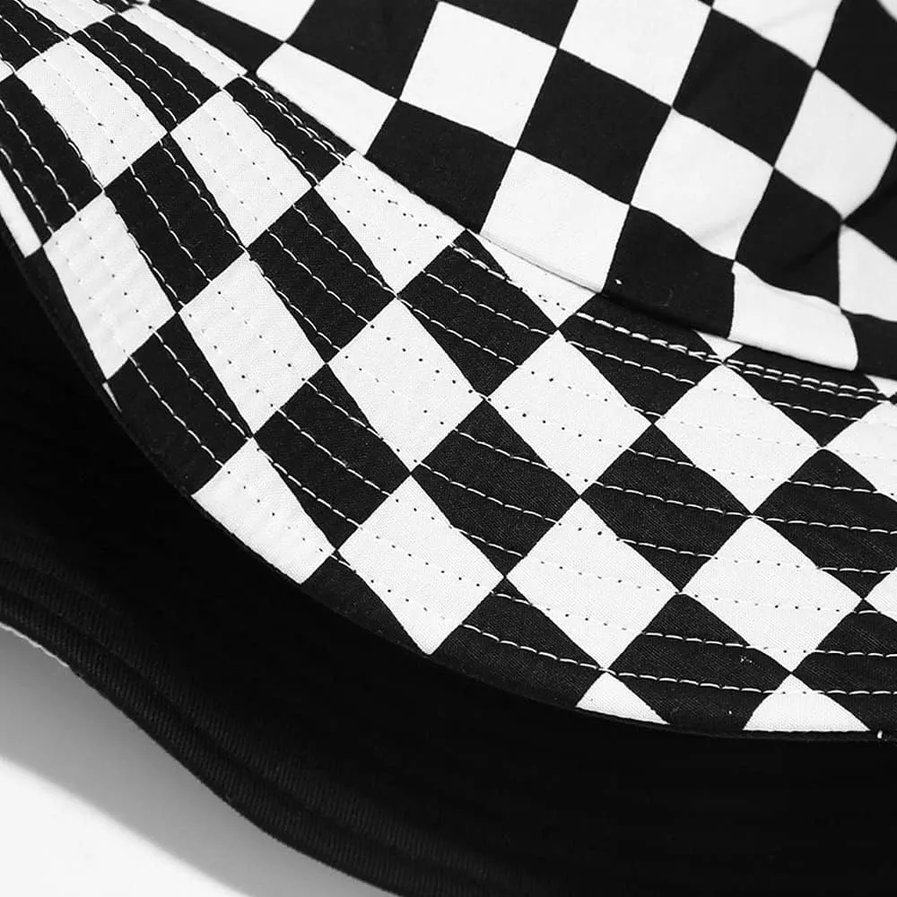 Cotton Checkered Bucket Hat Summer Fashion Fisherman Beach Sun Hats for Women and Men