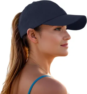 Criss Cross Ponytail Baseball Cap for Women Adjustable High Messy Bun Trucker Hats Quick Drying Mesh PonyCap