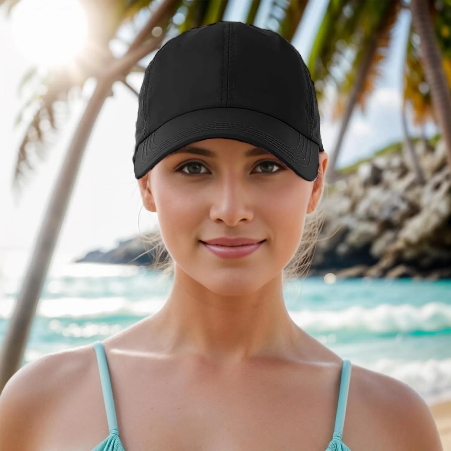 Criss Cross Ponytail Baseball Cap for Women Adjustable High Messy Bun Trucker Hats Quick Drying Mesh PonyCap