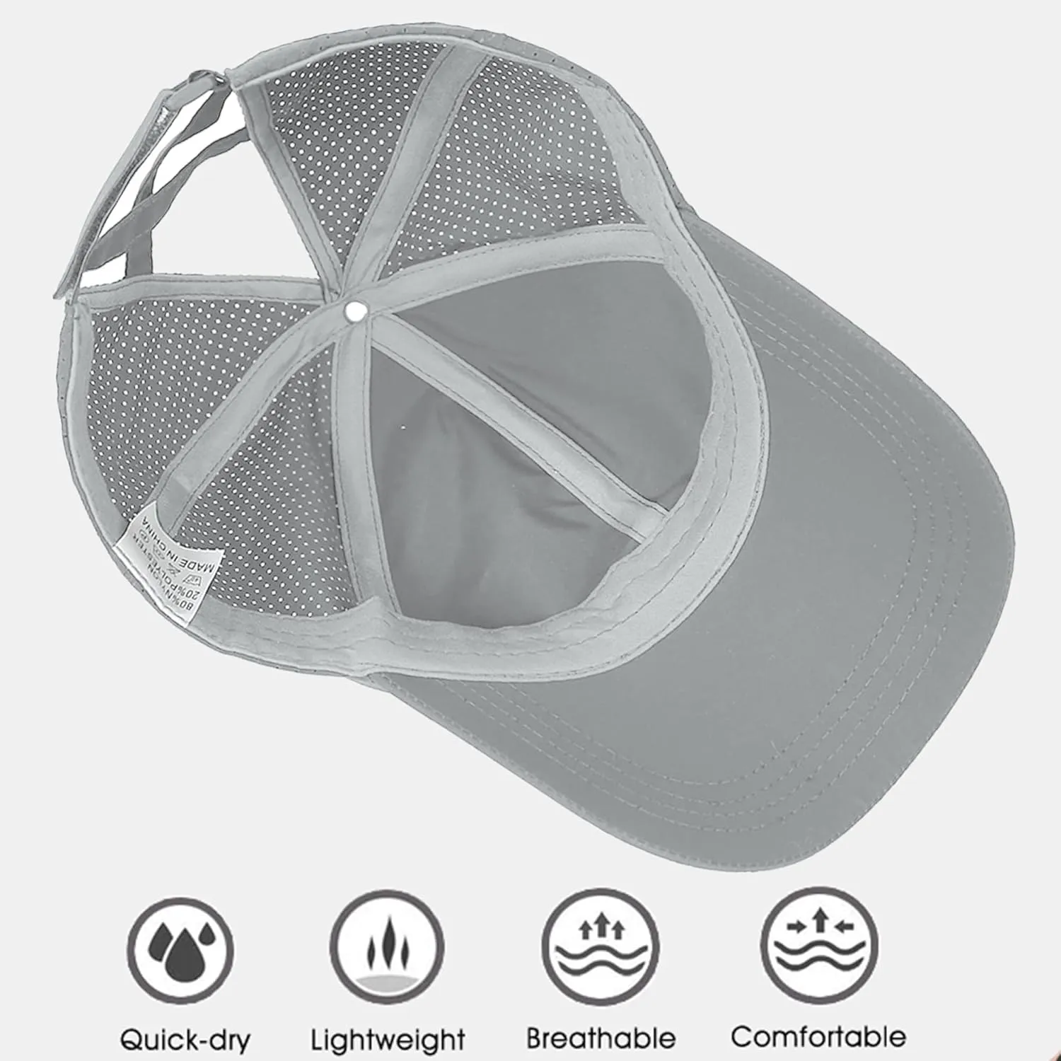 Criss Cross Ponytail Baseball Cap for Women Adjustable High Messy Bun Trucker Hats Quick Drying Mesh PonyCap