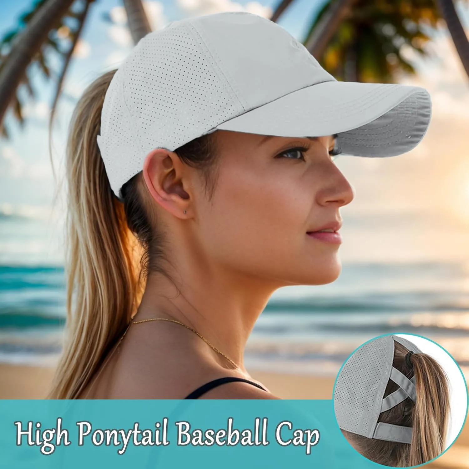 Criss Cross Ponytail Baseball Cap for Women Adjustable High Messy Bun Trucker Hats Quick Drying Mesh PonyCap
