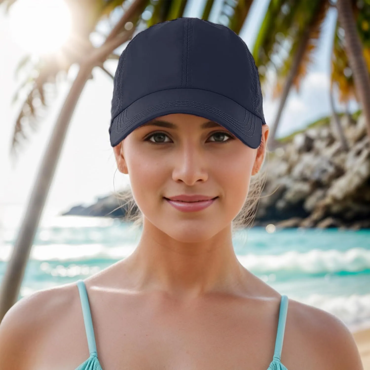 Criss Cross Ponytail Baseball Cap for Women Adjustable High Messy Bun Trucker Hats Quick Drying Mesh PonyCap