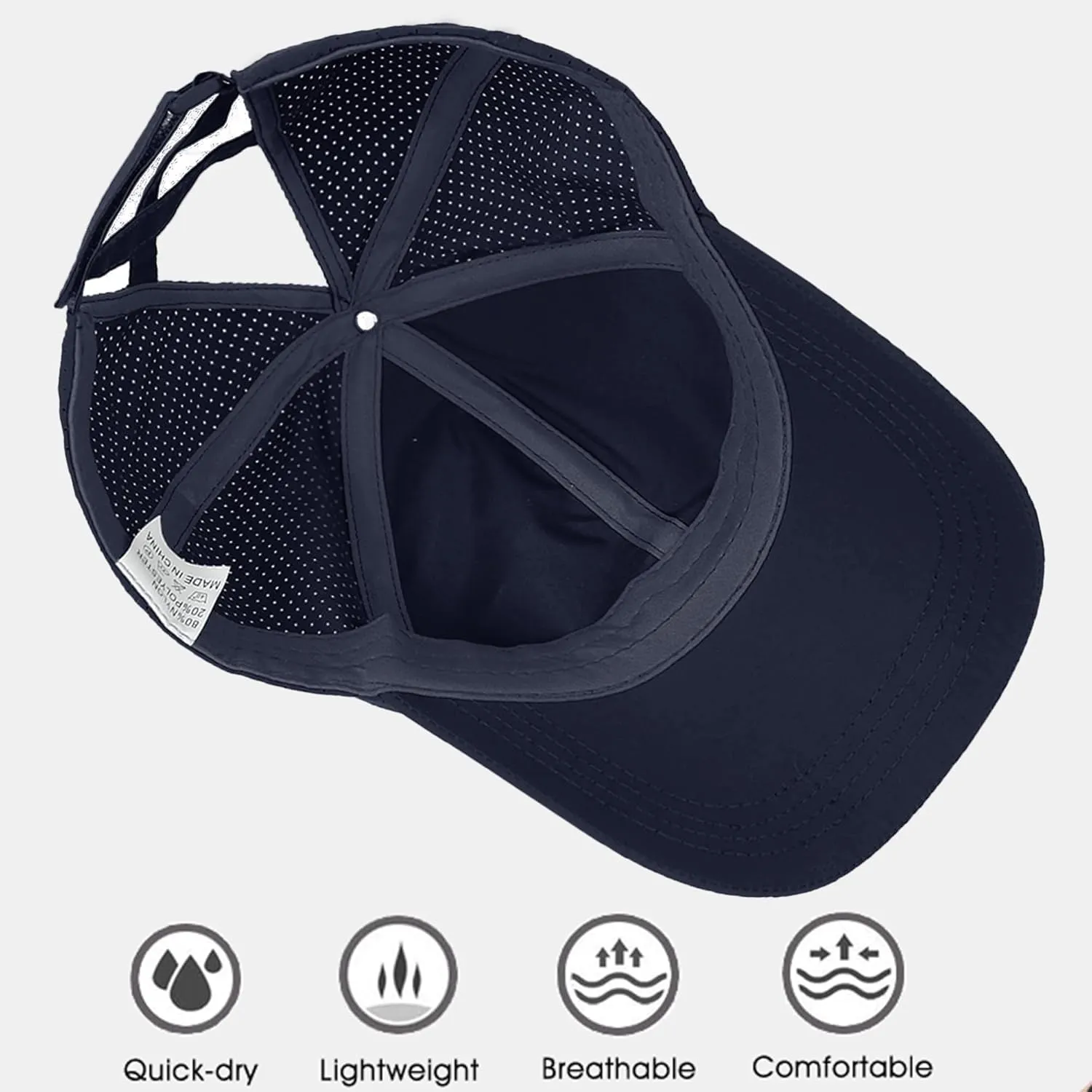 Criss Cross Ponytail Baseball Cap for Women Adjustable High Messy Bun Trucker Hats Quick Drying Mesh PonyCap