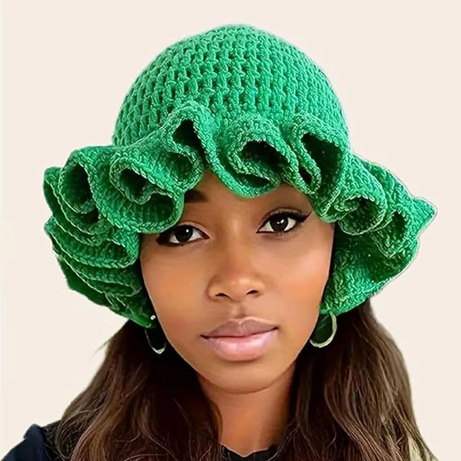 Crochet Bucket Hat Women Trendy Knit Floppy Cap Cute Boho Handmade Beanies Outdoor Boho Travel Fishing Hat