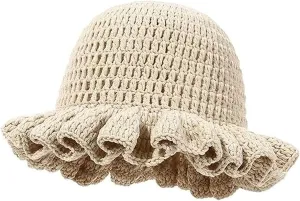 Crochet Bucket Hat Women Trendy Knit Floppy Cap Cute Boho Handmade Beanies Outdoor Boho Travel Fishing Hat