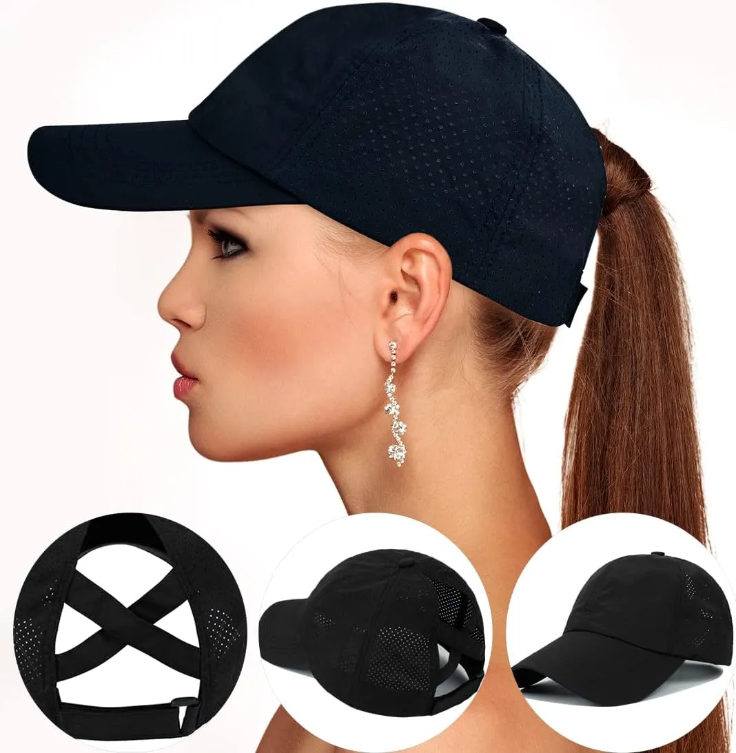Cross Hat Womens Baseball Cap -Cross Ponytail Hat Baseball Cap