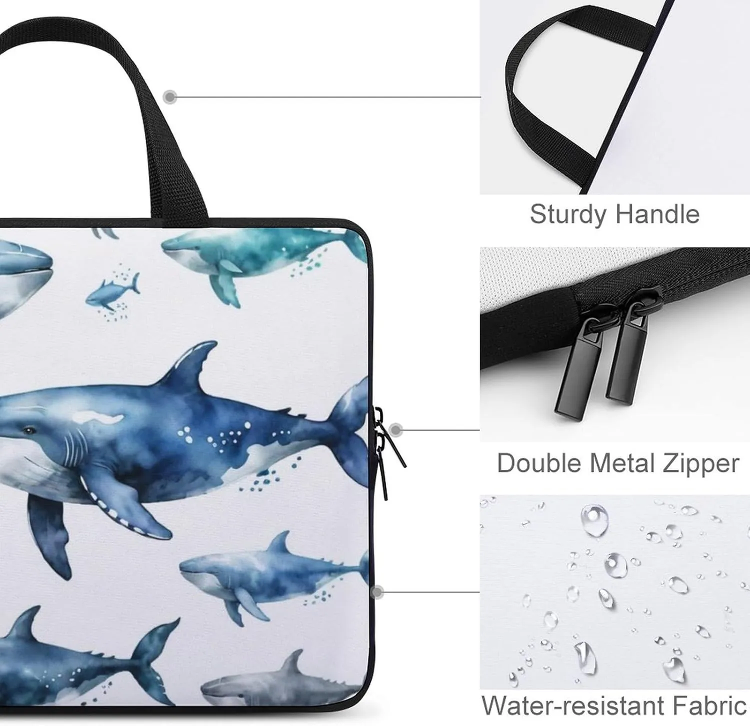 Cute Dog Pattern Laptop Bag Water-resistant Laptop Sleeve Handle Notebook Computer Case Briefcase