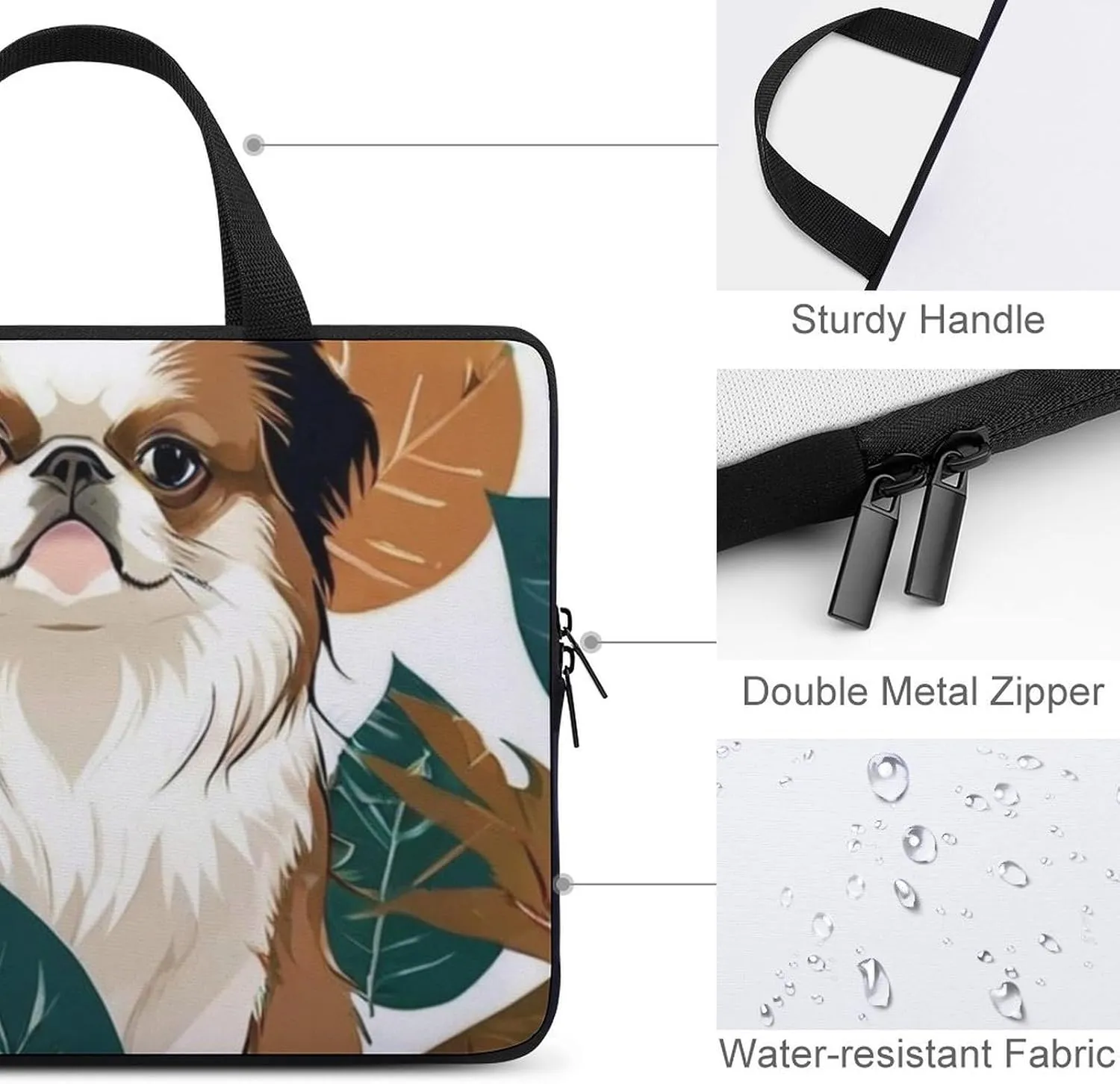 Cute Dog Pattern Laptop Bag Water-resistant Laptop Sleeve Handle Notebook Computer Case Briefcase
