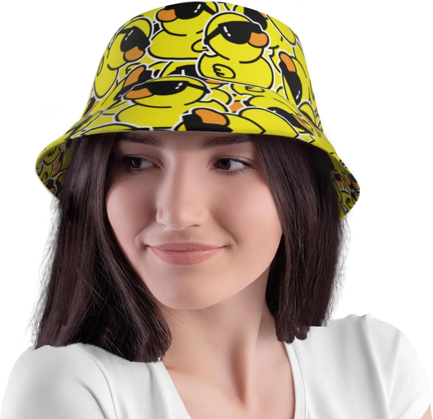 Cute Duck Bucket Hats Fashion Beach Sun Cap Packable Outdoor Fisherman Hat for Women and Men