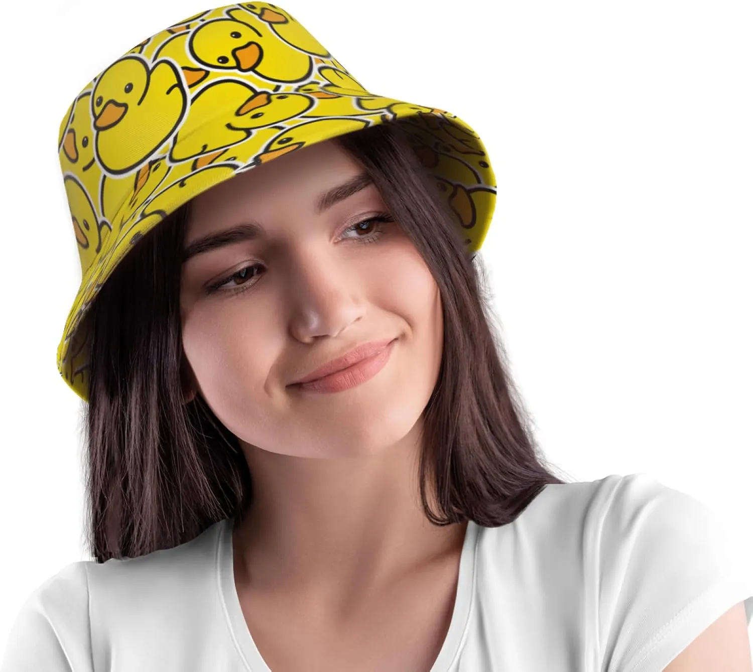 Cute Duck Bucket Hats Fashion Beach Sun Cap Packable Outdoor Fisherman Hat for Women and Men
