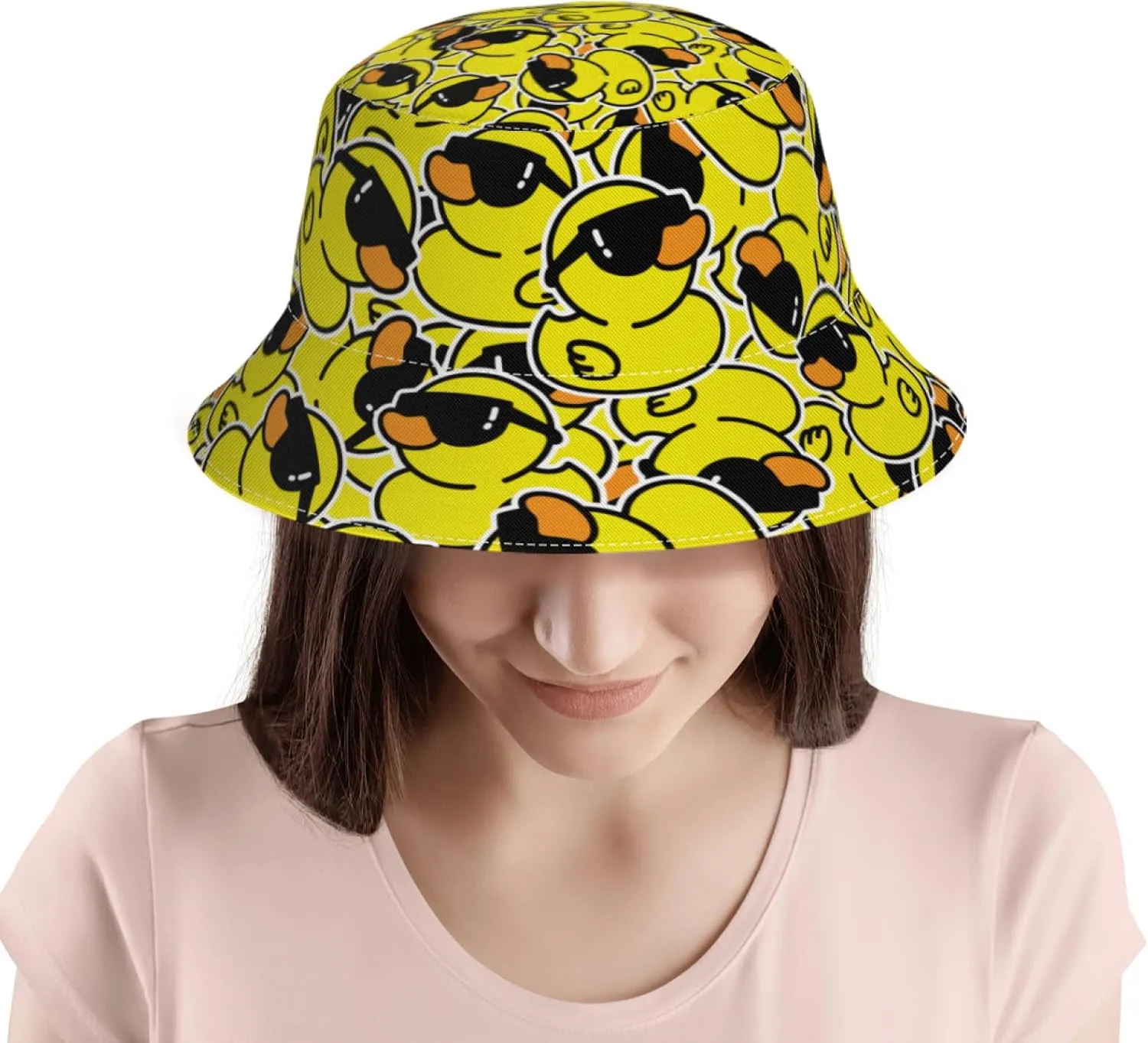 Cute Duck Bucket Hats Fashion Beach Sun Cap Packable Outdoor Fisherman Hat for Women and Men