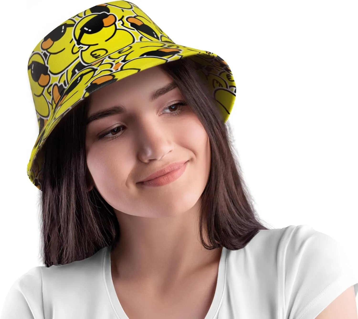 Cute Duck Bucket Hats Fashion Beach Sun Cap Packable Outdoor Fisherman Hat for Women and Men