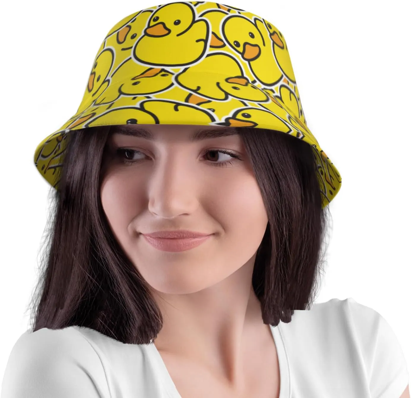 Cute Duck Bucket Hats Fashion Beach Sun Cap Packable Outdoor Fisherman Hat for Women and Men