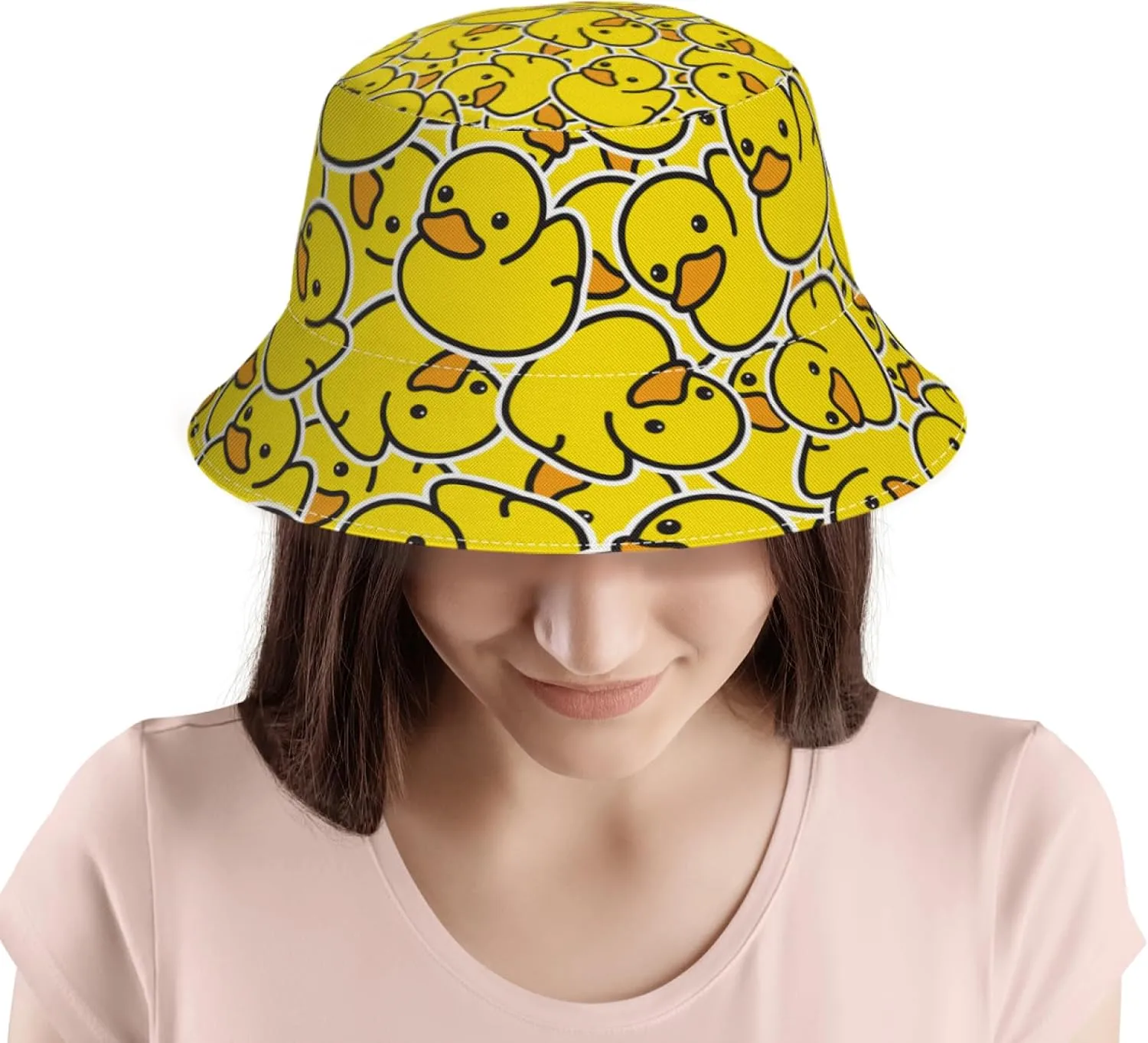 Cute Duck Bucket Hats Fashion Beach Sun Cap Packable Outdoor Fisherman Hat for Women and Men