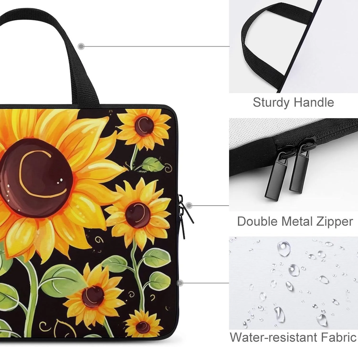Cute Sunflower Laptop Bag Durable Laptop Sleeve Water-Resistant Notebook Bag for Computer Or Tablet