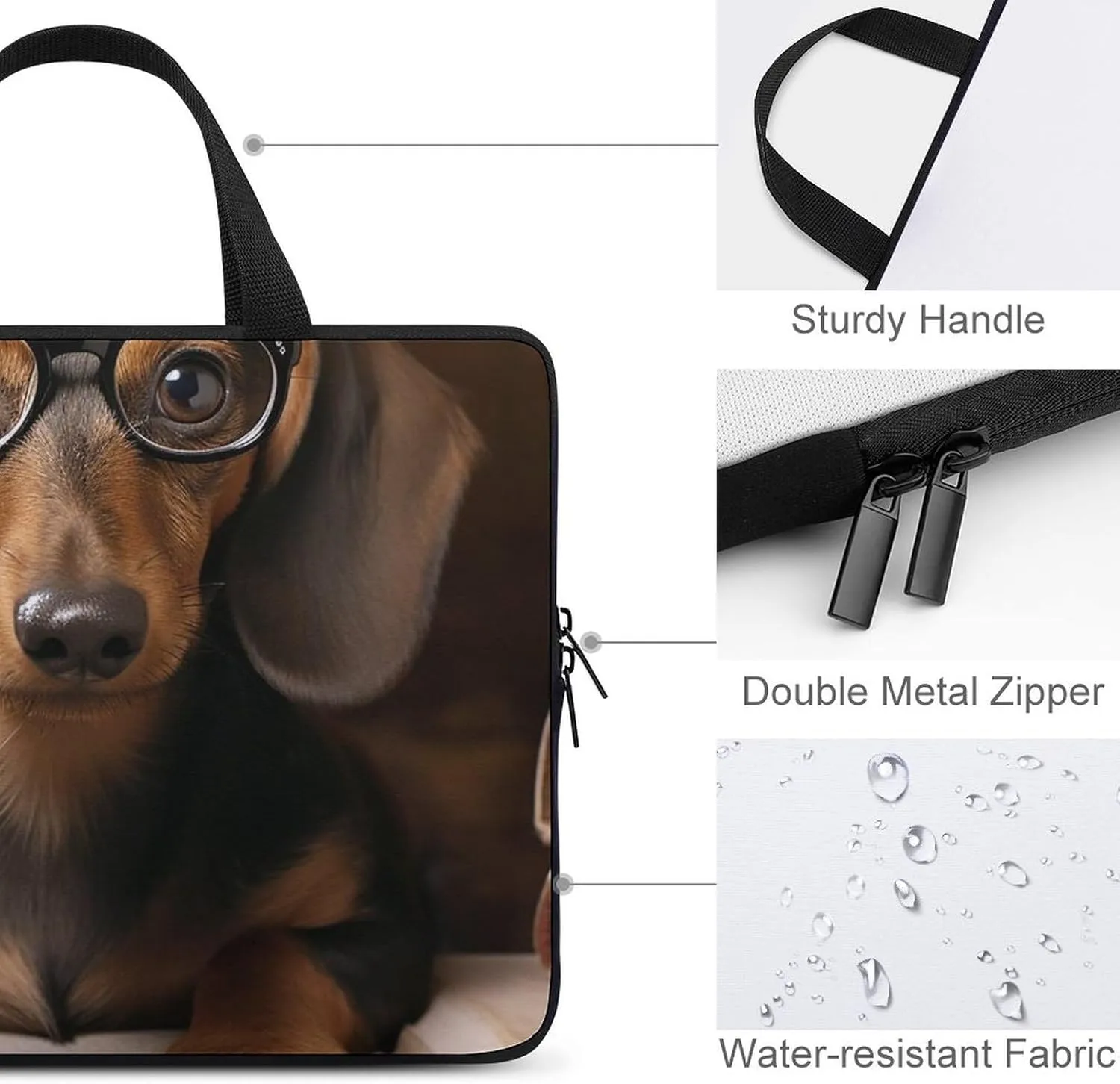 Dachshund Laptop Bag Durable Laptop Sleeve Water-Resistant Notebook Bag for Computer Or Tablet