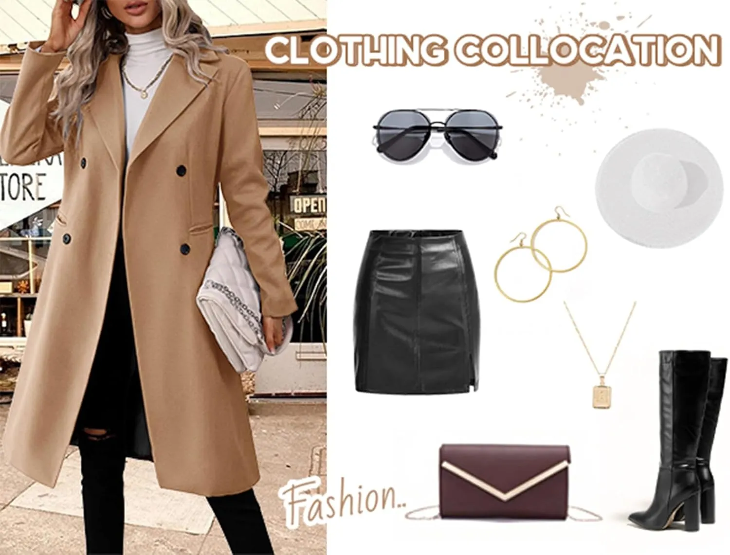Danedvi Womens Long Double Breasted Coats Lapel Collar Pea Coat Winter Slim Fit Jackets Trench Coat Outwear