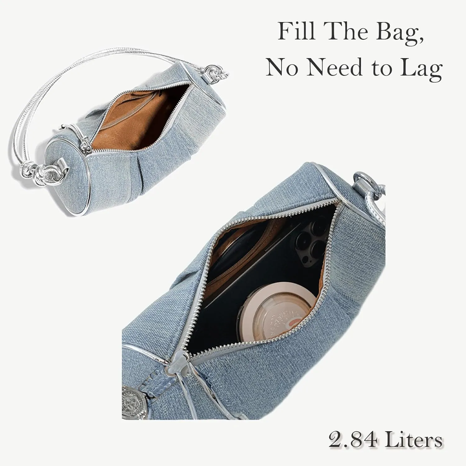 Denim Purse for Women Cute Slouchy Purse Lightweight Clutch Handbag Y2K Vintage Retro Jean Bucket Bags