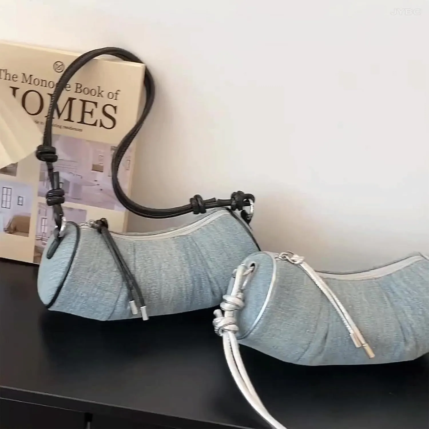 Denim Purse for Women Cute Slouchy Purse Lightweight Clutch Handbag Y2K Vintage Retro Jean Bucket Bags