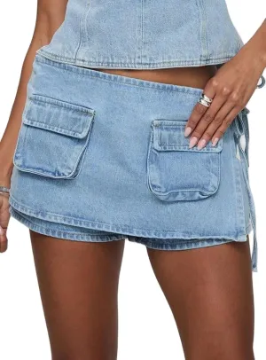 Denim Skorts for Women Cargo Jean Skort Low Rise Shorts Mini Skirt Country Concert Wear