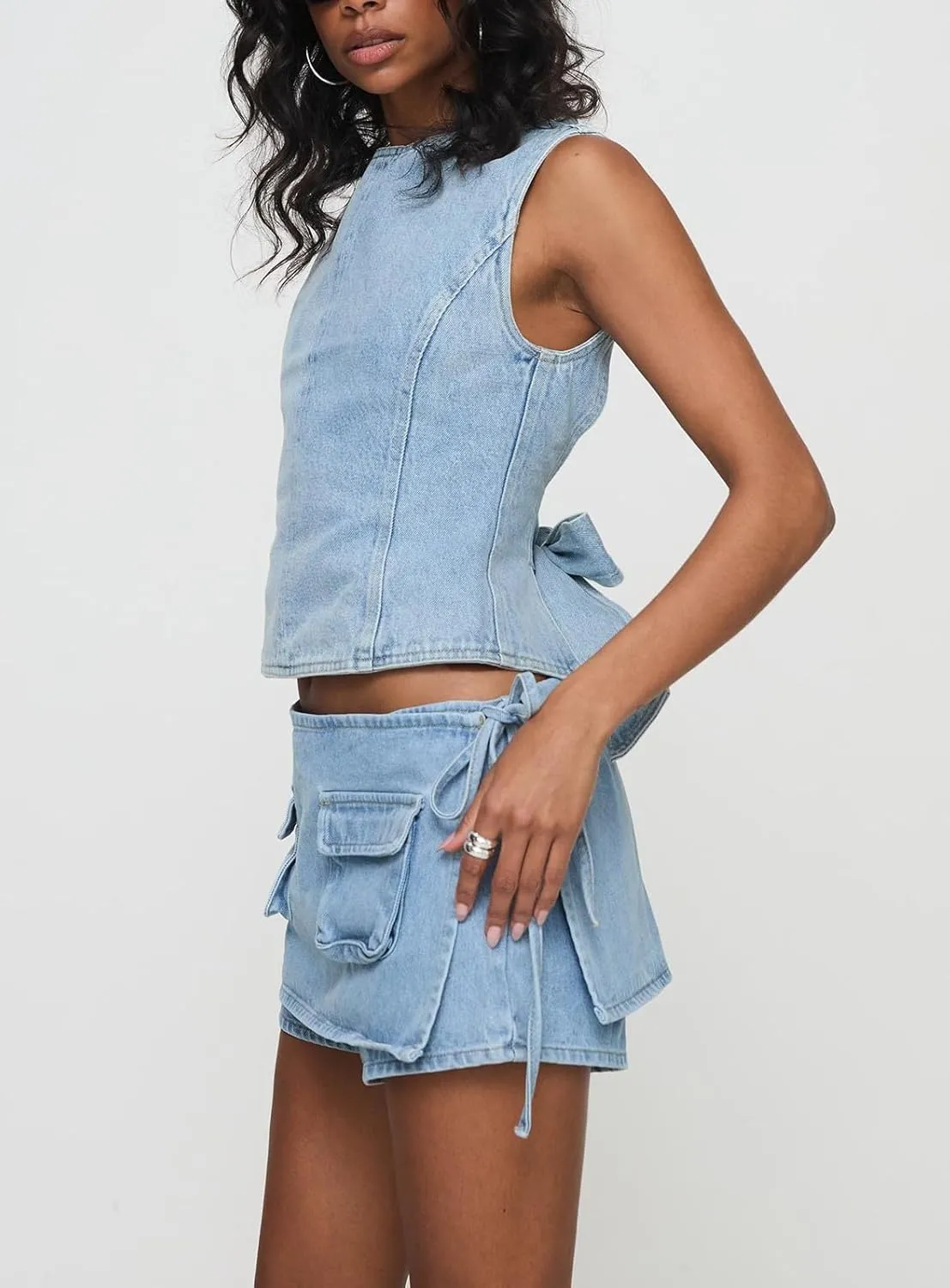 Denim Skorts for Women Cargo Jean Skort Low Rise Shorts Mini Skirt Country Concert Wear