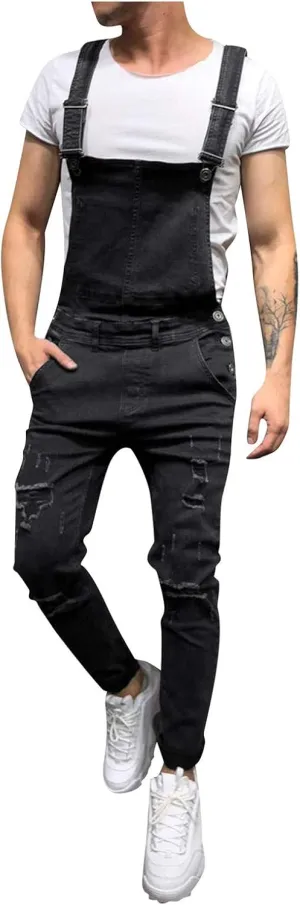 Dgoopd Men's Bib Overall Big and Tall Denim Overalls Casual Duck Bib Overall Regular Fit Fashion Jean Jumpsuit with Pockets