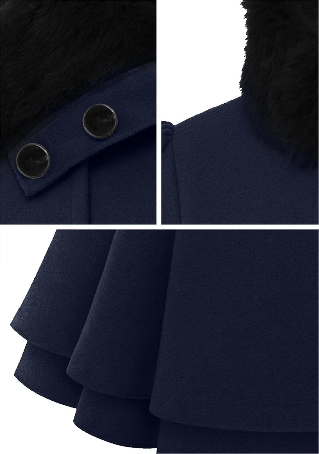 DIACACY Women's Fashion Faux Fur Lapel Peacoat Double-Breasted Thick Wool Trench Warm Coat Jacket