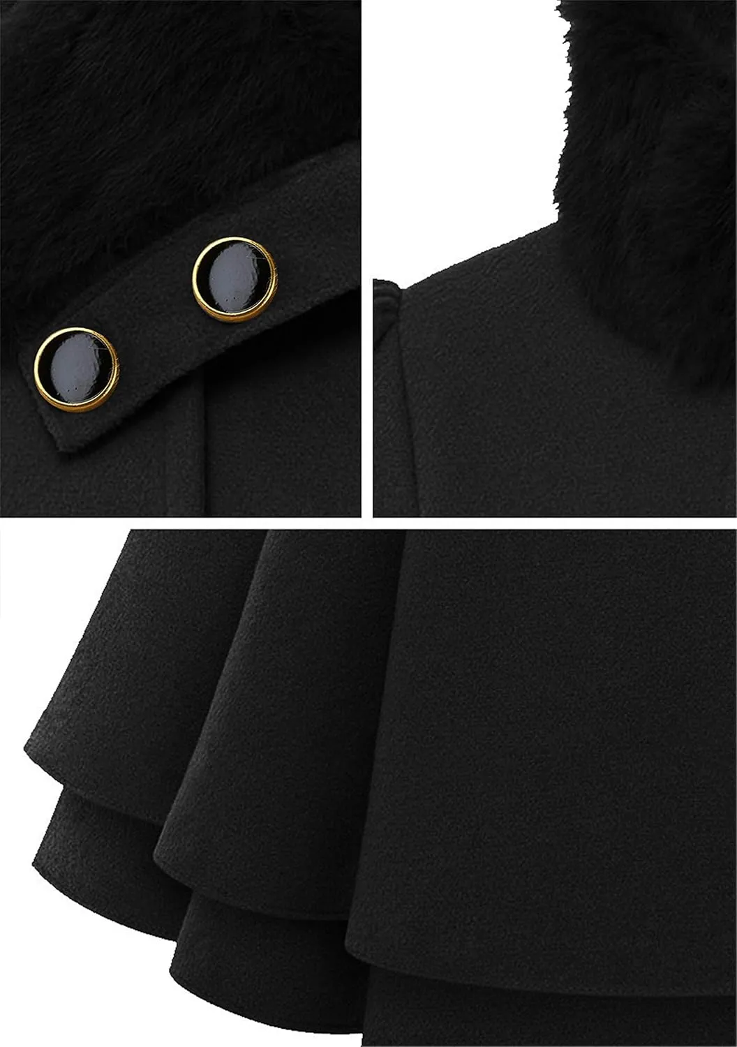 DIACACY Women's Fashion Faux Fur Lapel Peacoat Double-Breasted Thick Wool Trench Warm Coat Jacket