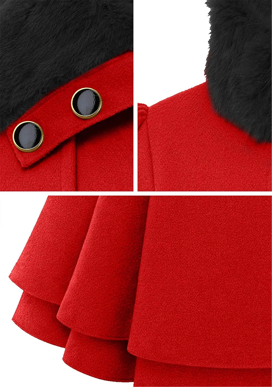 DIACACY Women's Fashion Faux Fur Lapel Peacoat Double-Breasted Thick Wool Trench Warm Coat Jacket