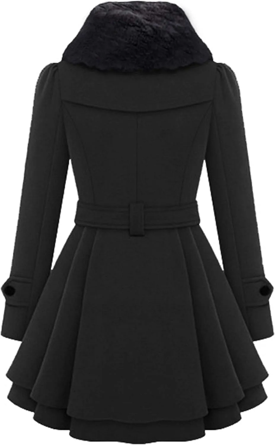 DIACACY Women's Fashion Faux Fur Lapel Peacoat Double-Breasted Thick Wool Trench Warm Coat Jacket