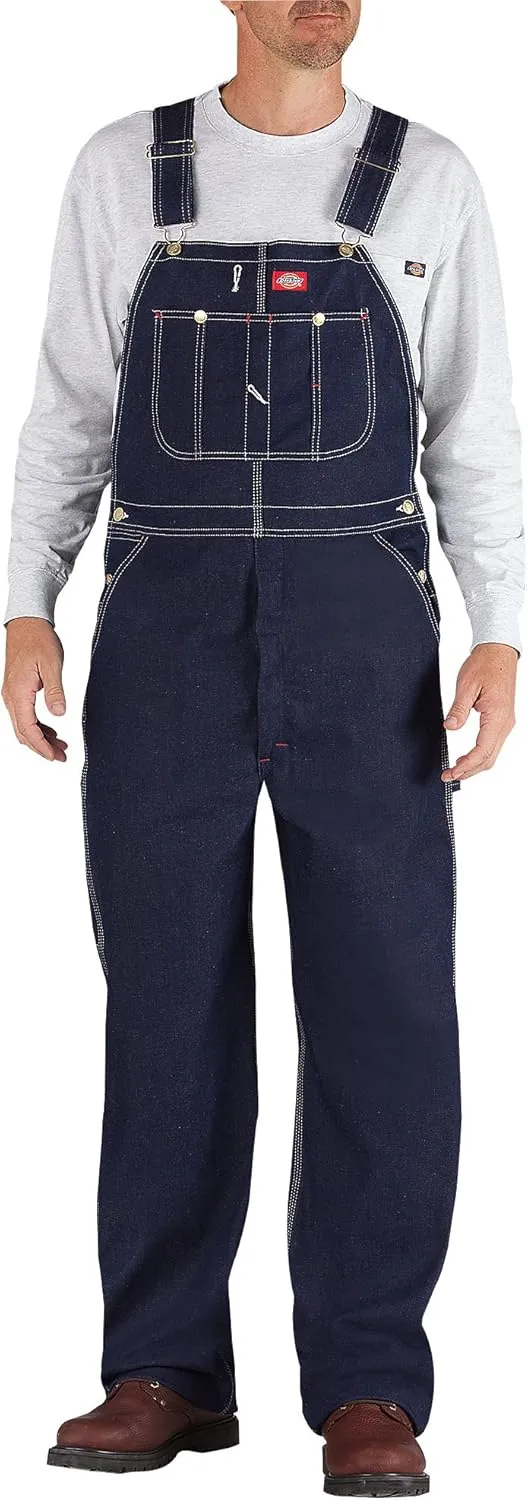 Dickies Men's Denim Bib Overall, Indigo Rigid, 40 x 30