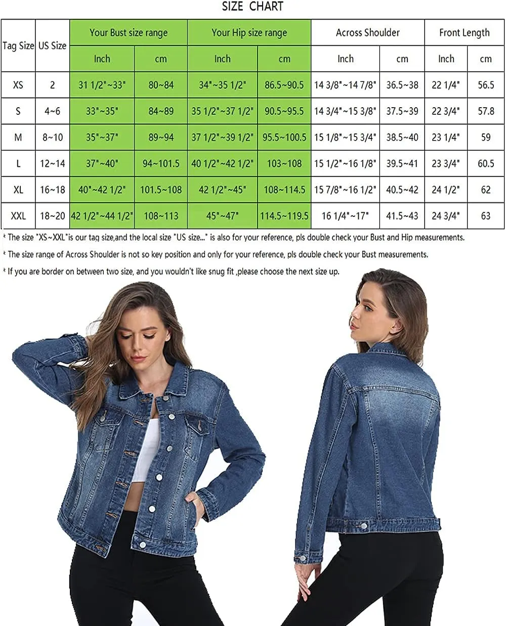Dilgul Women's Denim Jacket Casual Long Sleeve Basic Button Down Denim Jean Jacket