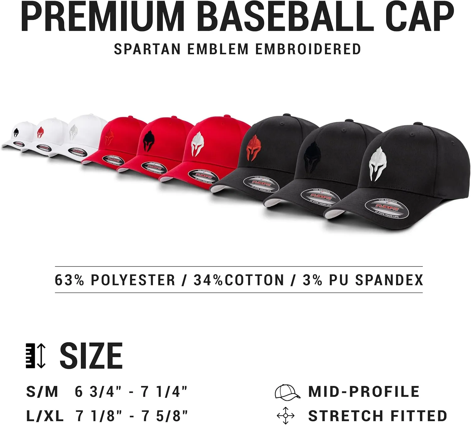 Dion Wear Men's Baseball Cap Spartan Warrior, Mid Profile